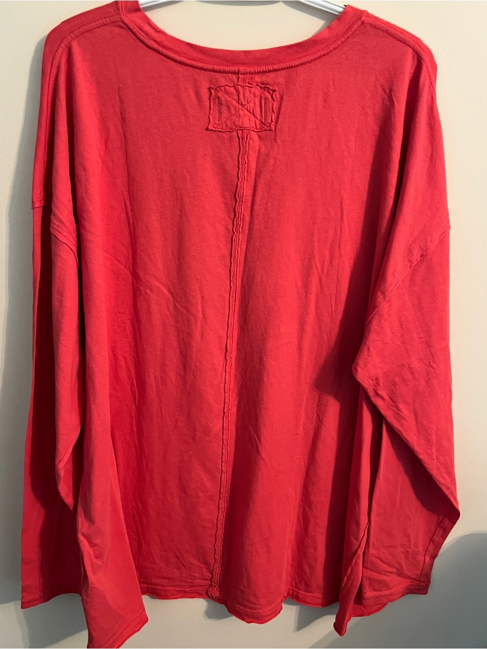 We The Free Red Long Sleeve Oversized T-Shirt XL Raw Seams - Picture 8 of 10